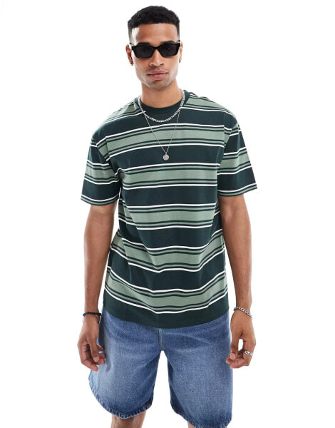 ASOS DESIGN relaxed t-shirt in green stripe