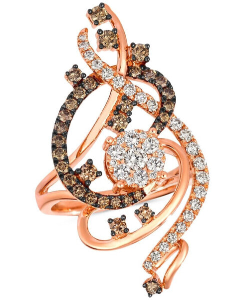 Crazy Collection® Chocolate Diamond & Nude Diamond Swirl Statement Ring (1-1/2 ct. t.w.) in 14k Rose Gold