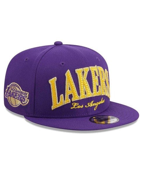 Men's Purple Los Angeles Lakers Golden Tall Text 9FIFTY Snapback Hat