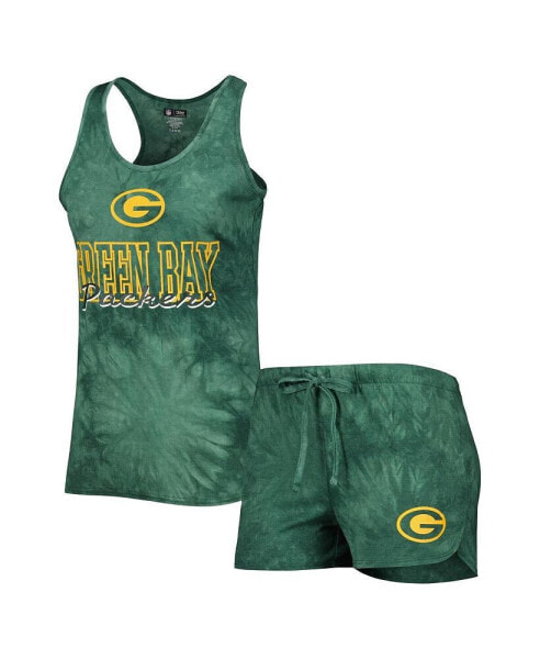 Women's Green Green Bay Packers Billboard Scoop Neck Racerback Tank and Shorts Sleep Set
