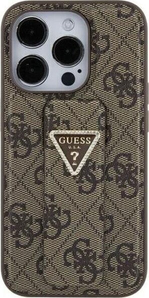 Guess Guess GUHCP15SPGS4TDW iPhone 15 6.1" brązowy/brown hardcase Grip Stand 4G Triangle Strass