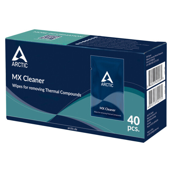 Arctic MX Cleaner - Wipes for removing Thermal Compounds (40 Pieces) - CPU - Heatsink - 52 mm - 147 mm - 82 mm - 211 g - Box