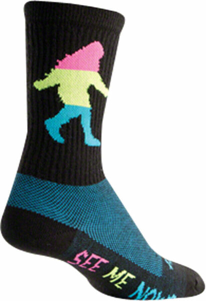 Носки для велосипедистов SockGuy Wool Neon Sasquatch - 6 дюймов, черные, большой/очень большой (шерсть)