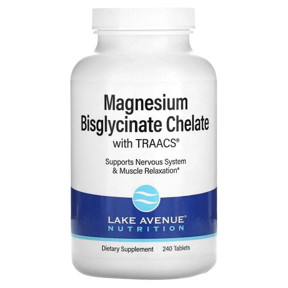 Lake Avenue Nutrition, хелат бисглицината магния с TRAACS®, 100 мг, 240 таблеток