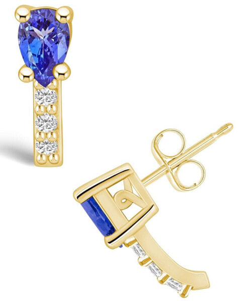 Серьги Macy's Tanzanite and Diamond Stud