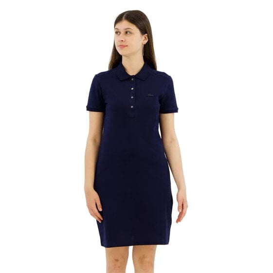 LACOSTE Stretch Cotton Pique Short Dress