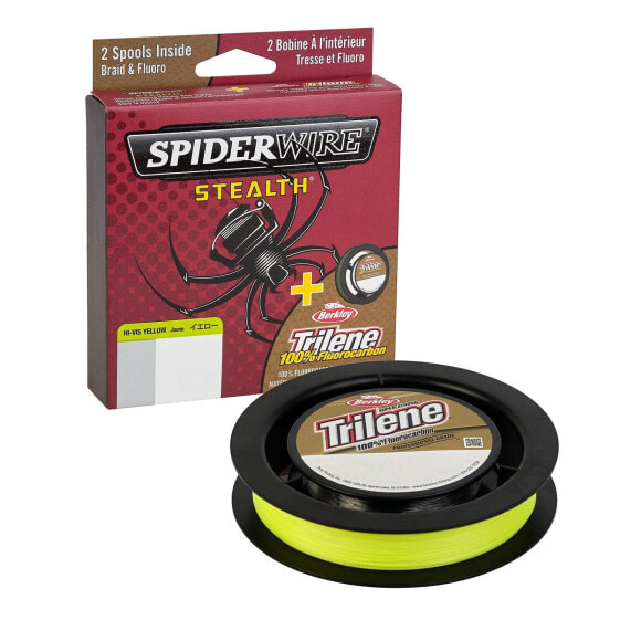 SpiderWire Stealth 8lb Braid + Trilene 100% Fluorocarbon Dual Spool, Yellow