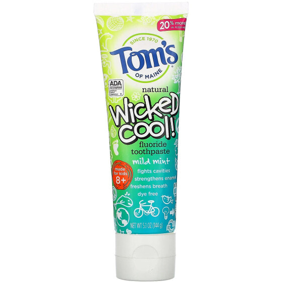 Wicked Cool!, Natural Fluoride Anticavity Toothpaste, Ages 8+, Mild Mint , 5.1 oz (144 g)