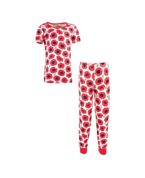 Big Girls Organic Cotton Tight-Fit Pajama Set, Poppy