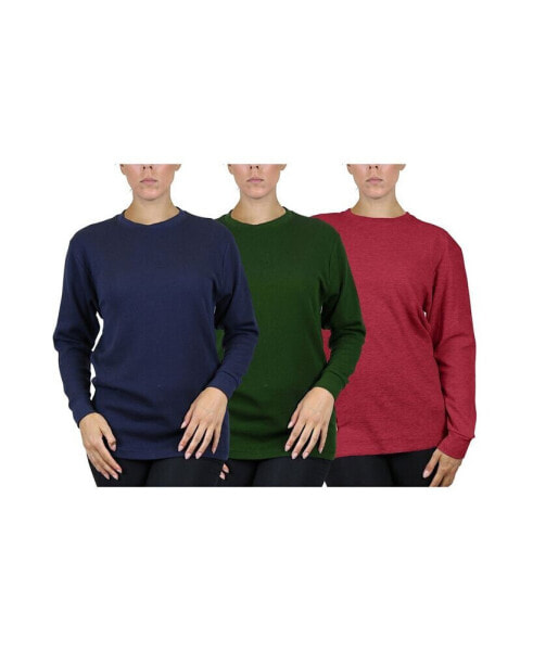 Women's Loose Fit Waffle Knit Thermal Shirt, Pack of 3
