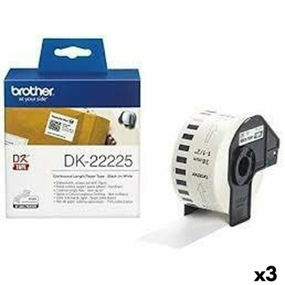 Рулонная бумага для принтеров Brother DK-22225 Белый 38 mm x 30,48 m Черный/Белый (3 штук)