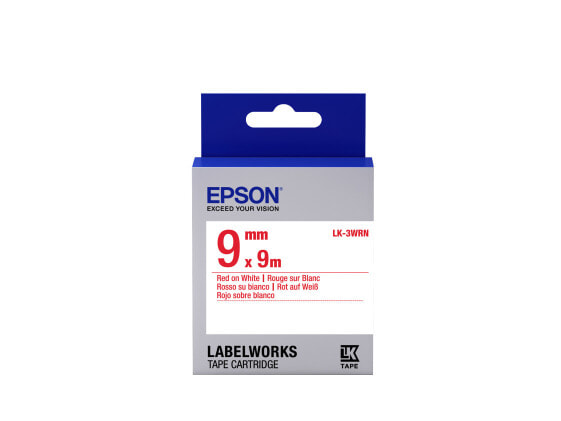 Epson Label Cartridge Standard LK-3WRN Red/White 9mm (9m) - Red on white - Japan - 9 mm - 9 m - 1 pc(s) - 25 mm