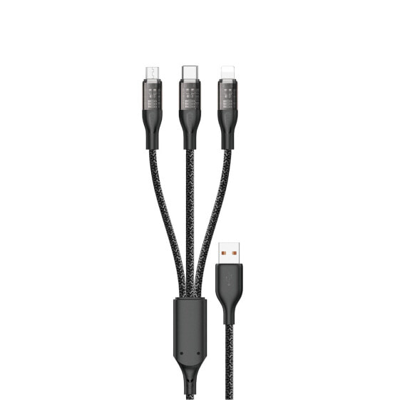 3w1 Przewód kabel przejściówka z USB na USB-C microUSB Lightning 120W 1m srebrny