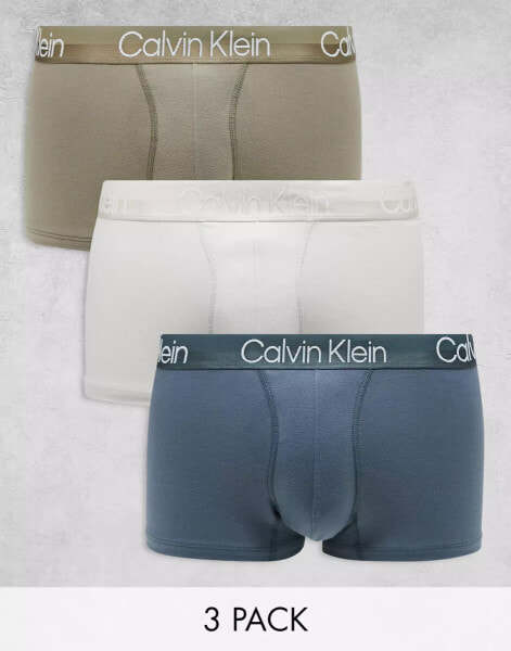 Calvin Klein modern structure cotton trunks 3 pack in multi