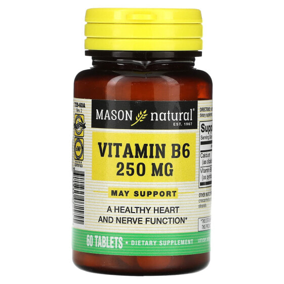 Mason Natural, Витамин B6, 250 мг, 60 таблеток