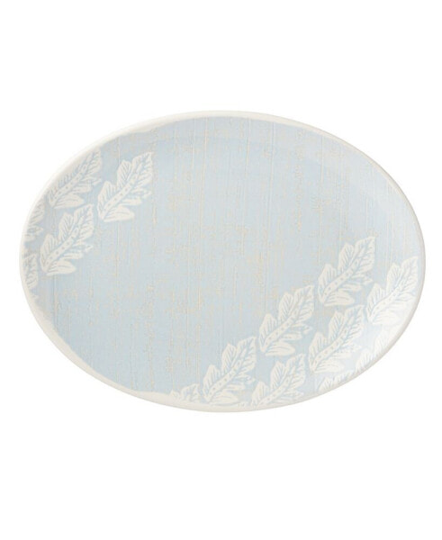 Textured Neutrals Leaf Oval Platter