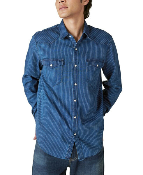 Рубашка мужская Lucky Brand с длинным рукавом Western Railroad Stripe Snap-Front