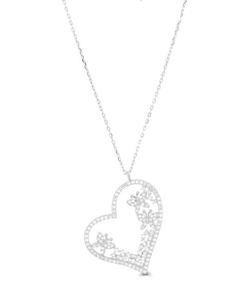 Cubic Zirconia Heart Necklace (1 3/8 ct. t.w.) in Sterling Silver