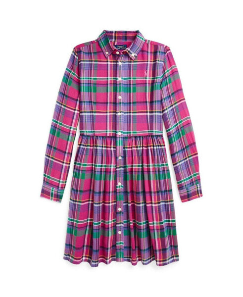 Big Girls Plaid Cotton Twill Shirtdress