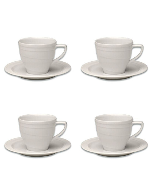 Essentials 6 Oz Porcelain Coffee Cup Saucer, Set of 4