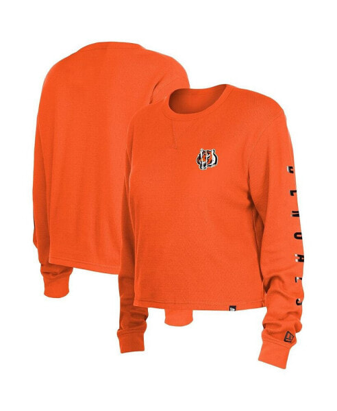 Women's Orange Cincinnati Bengals Thermal Crop Long Sleeve T-shirt