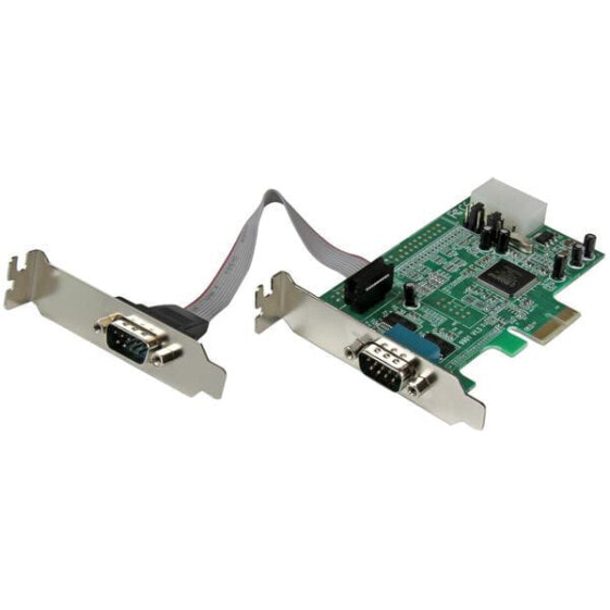 StarTech.com 2 Port Low Profile Native RS232 PCI Express Serial Card with 16550 UART - PCIe - Serial - PCIe 1.1 - RS-232 - Green - ASIX - MCS9922CV-AA