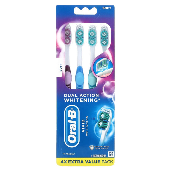 Oral-B, Яркое отбеливание, мягкая, 4 зубные щетки