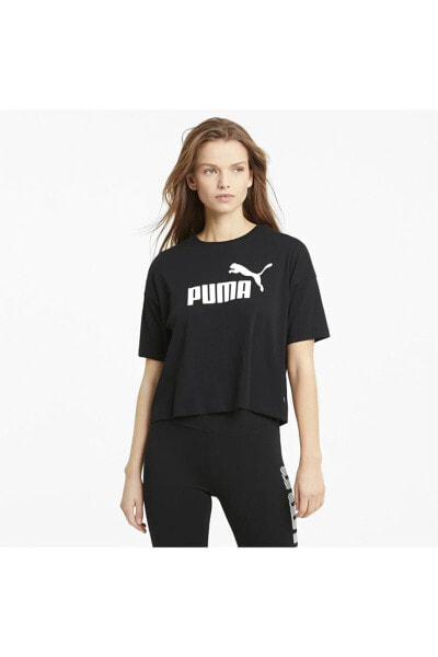 586866-01 Ess Cropped Logo Tee Kadın T-shirt Black