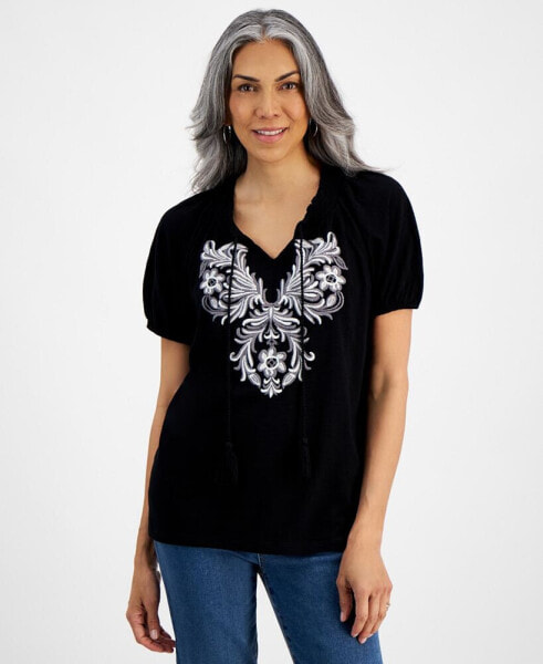 Women's Embroidery Vacay Top, Created for Macy's