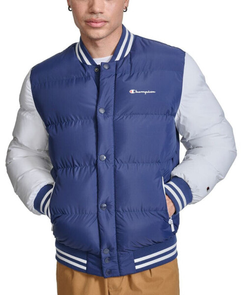 Men's Quilted Full-Zip Varsity Puffer Jacket