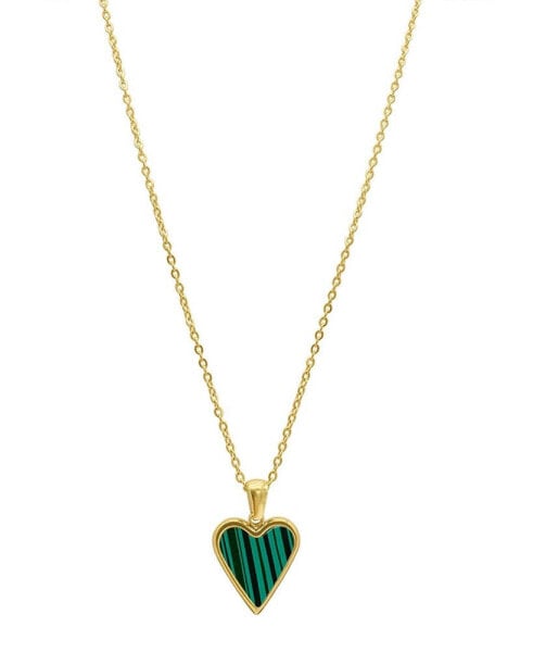Women's Green Heart Adjustable Gold-Tone Pendant Necklace