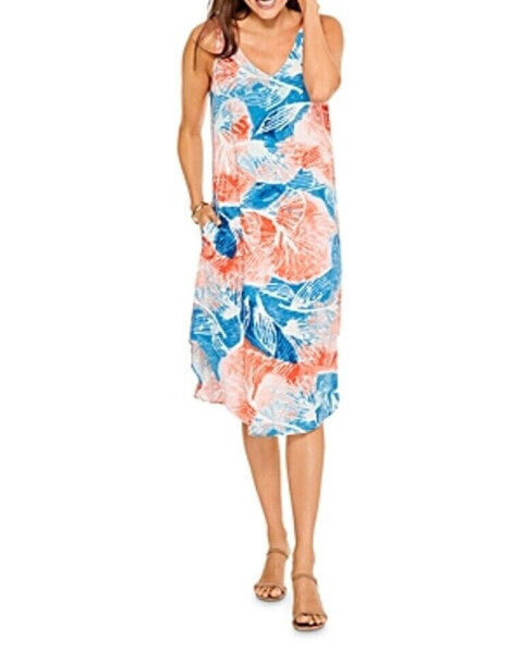 Nic + Zoe Women's Watercolor Blooms Tank Dress Orange L