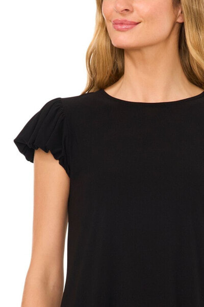 Women's Date Night Cap Bubble Sleeve Tee with Bow Tie Back