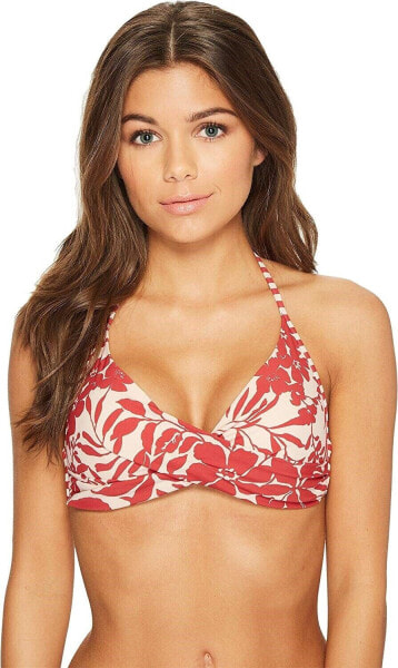 Red Carter 155335 Women's Shanghai Twist Ruby Floral Print Bikini Top Sz. L