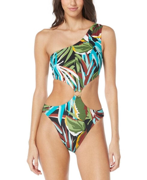 Women's One-Shoulder Ring-Trim One-Piece Swimsuit