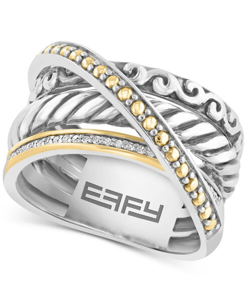 EFFY® Diamond Crossover Statement Ring (1/10 ct. tw.) in Sterling Silver & 18k Gold-Plate