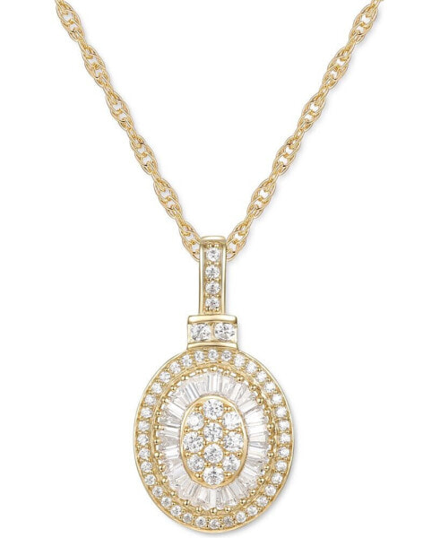 Diamond Baguette Oval 18" Pendant Necklace (1/2 ct. t.w.) in 14k Gold , 14k White Gold or 14k Rose Gold