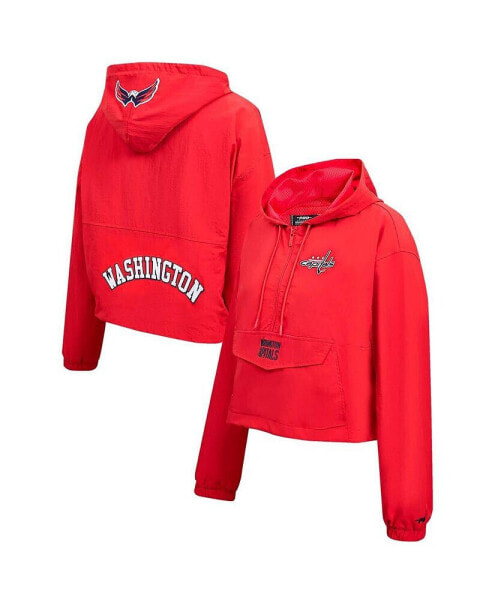 Women's Red Washington Capitals Classic Cropped Half-Zip Wind Jacket