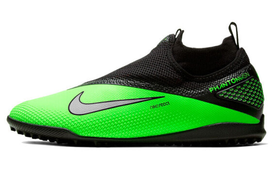 Футбольные кроссовки Nike React Phantom VSN 2 Pro DF TF черно-зеленые