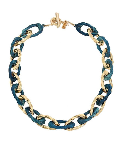 Robert Lee Morris Soho blue Patina Link Collar Necklace