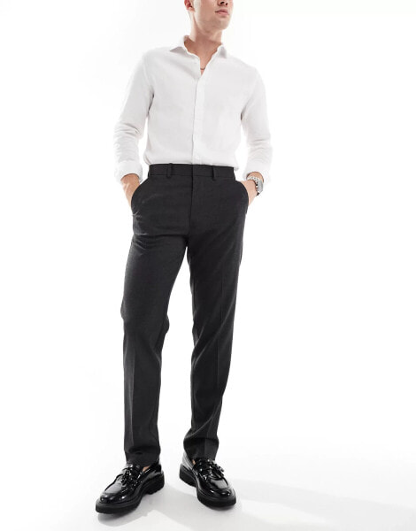 ASOS DESIGN slim smart trousers in charcoal