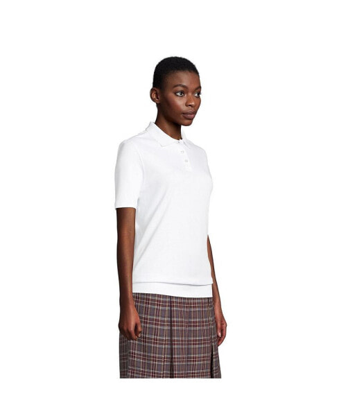 Women's School Uniform Short Sleeve Banded Bottom Polo Shirt