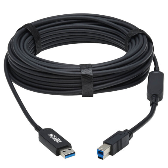 Tripp U328F-20M USB 3.2 Gen 1 Plenum-Rated Fiber Active Optical Cable (AOC) - 5 Gbps - (A to B M/M) - Black - 20 m - 20 m - USB A - USB B - USB 3.2 Gen 1 (3.1 Gen 1) - 5000 Mbit/s - Black