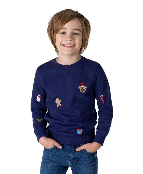 Toddler and Little Boys X-Mas Icons Fleece Sweater