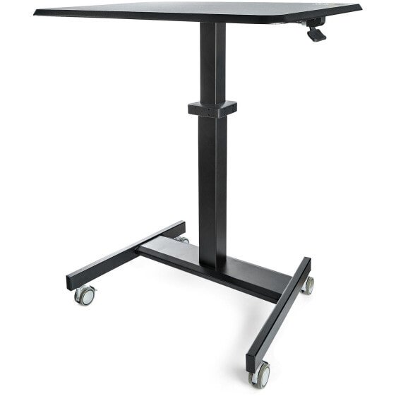 StarTech.com Mobile Standing Desk - Portable Sit Stand Ergonomic Height Adjustable Cart on Wheels - Rolling Computer/Laptop Workstation Table with Locking One-Touch Lift for Teacher/Student - Black - 750 - 1200 mm - 4 wheel(s) - 30 kg - Wood - Steel