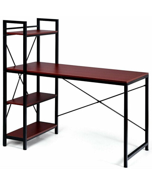 47.5 Inch Writing Study Computer Desk with 4-Tier Shelves