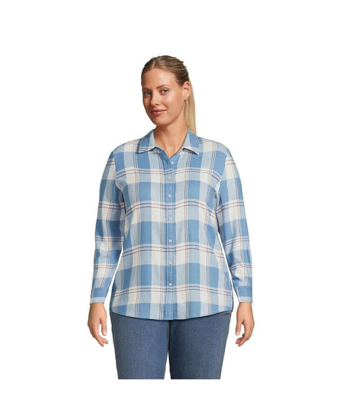 Plus Size Flannel Boyfriend Fit Long Sleeve Shirt