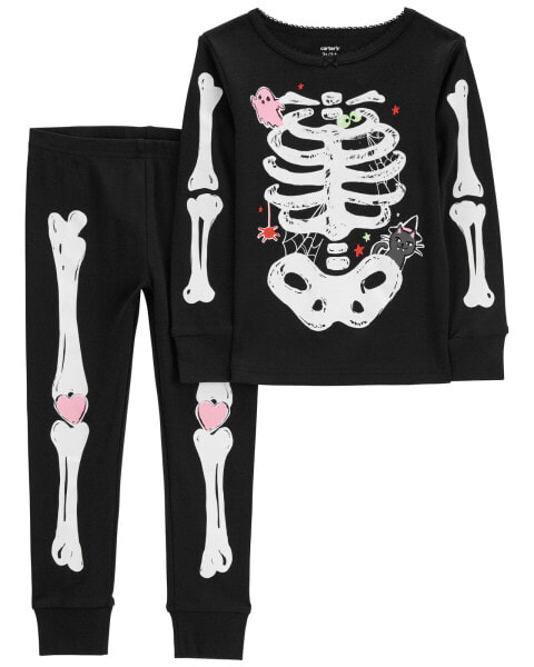 Toddler 2-Piece Glow Skeleton 100% Snug Fit Cotton Pajamas 2T