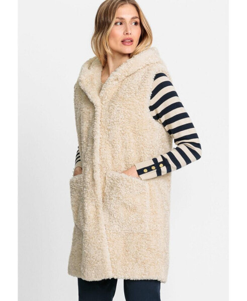 Long Line Teddy Vest with Hood