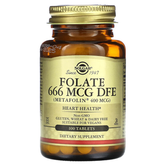 Folate, 666 mcg, 100 Tablets (666 mcg DFE per Tablet)